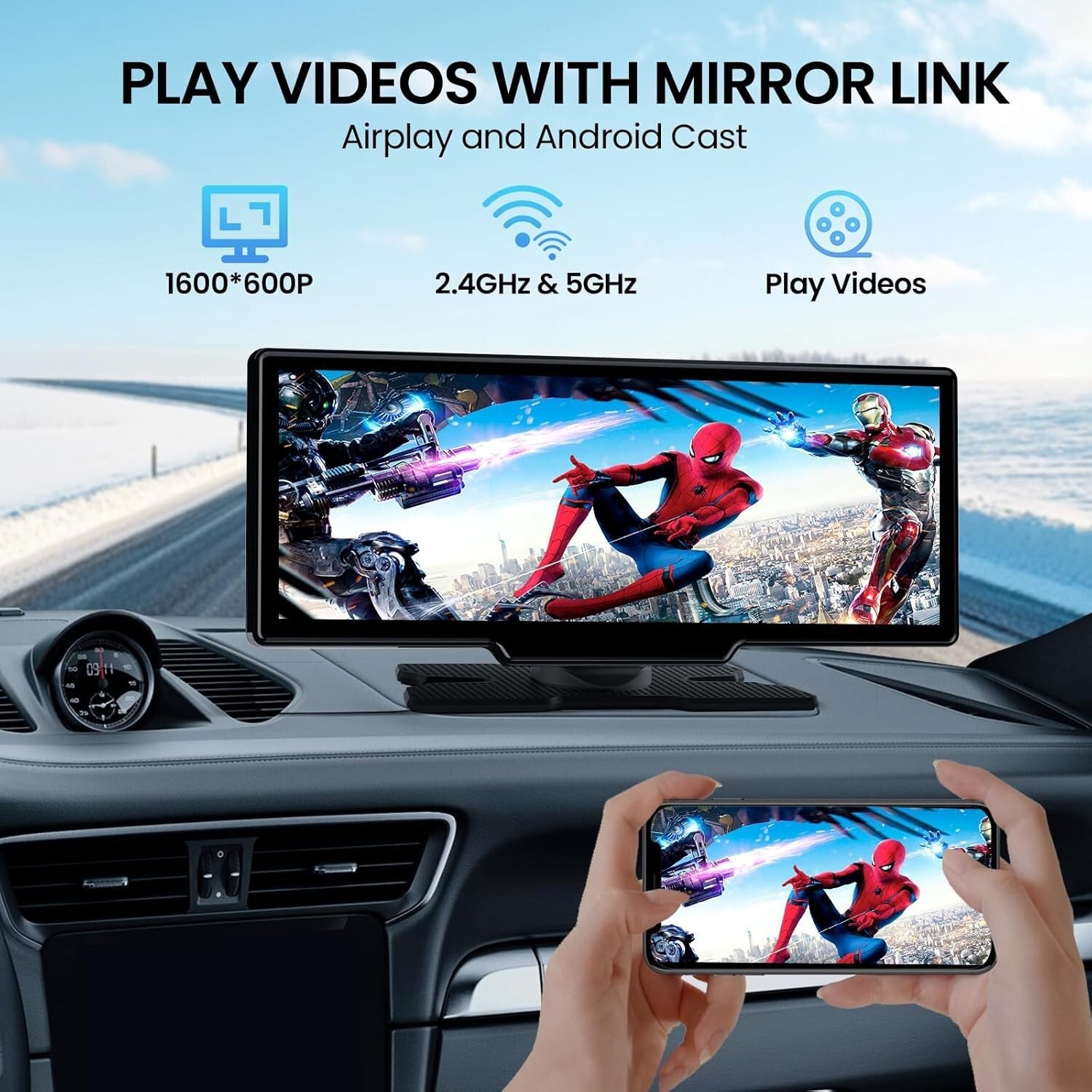 Innovative 10.26'' Wireless Car Audio Receiver with 4K Dash Cam & GPS Navigation