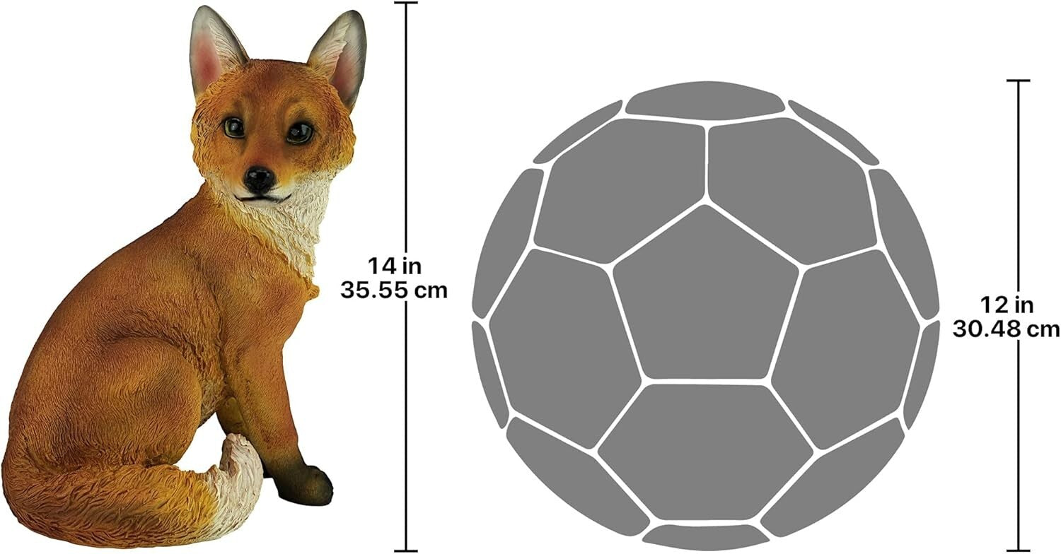 Whimsical Lifelike Woodie The Fox Sculpture - Garden Accent 10 Inches Wide
