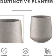 Load image into Gallery viewer, Set of 3 Lightweight Concrete Planters - 15.3" to 8.2" with Rubber Drainage Plug