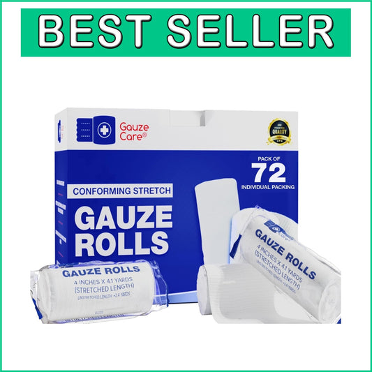 72 Count Gauze Rolls – Elastic, Breathable Bandages for Effective Home First Aid