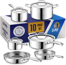 Load image into Gallery viewer, Versatile 3-Ply Stainless Steel Pots and Pans Set - Professional Quality