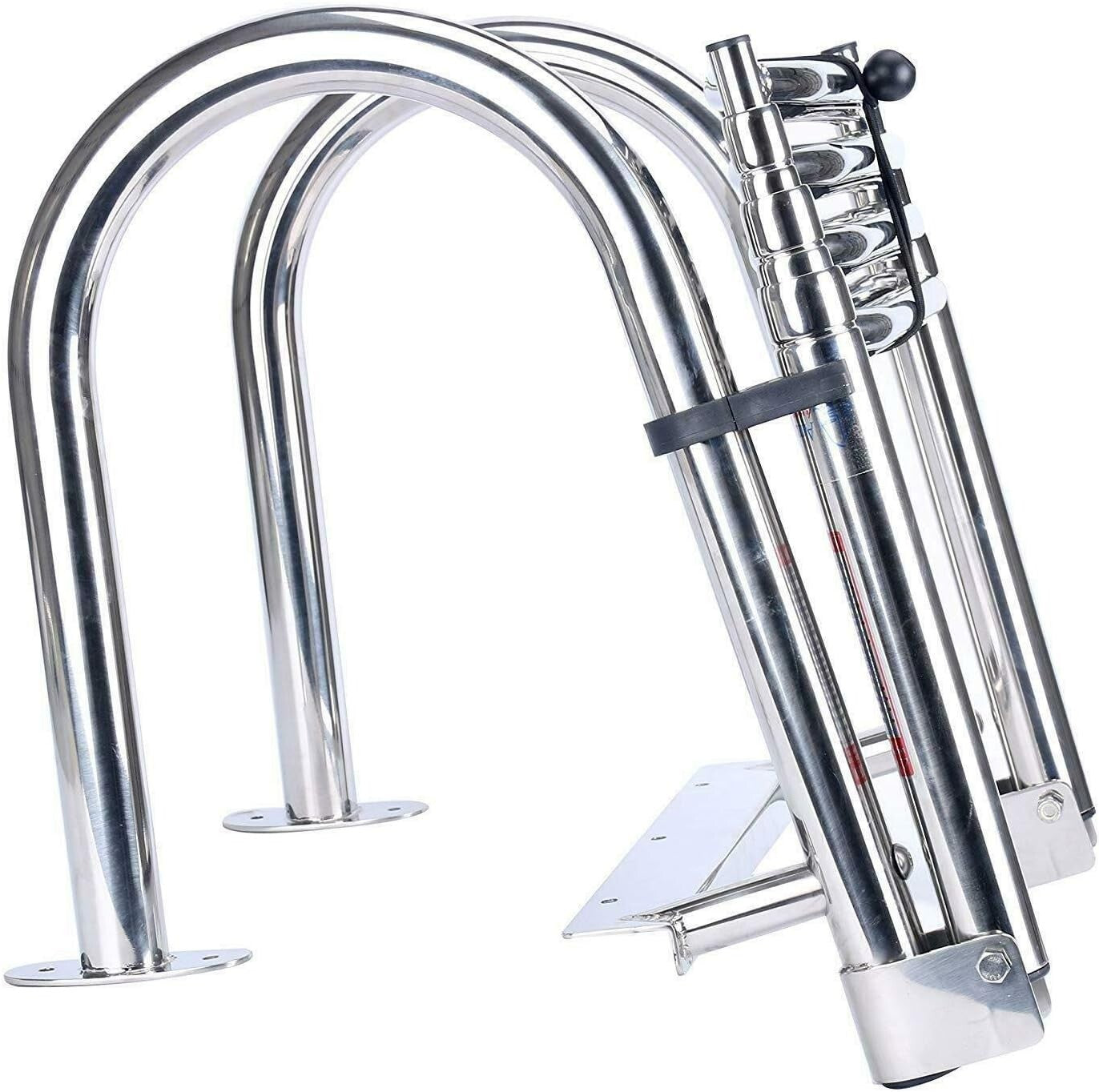 Telescopic 4-Step Rear Entry Boat Ladder with Anti-Slip Steps - 400 lbs Capacity