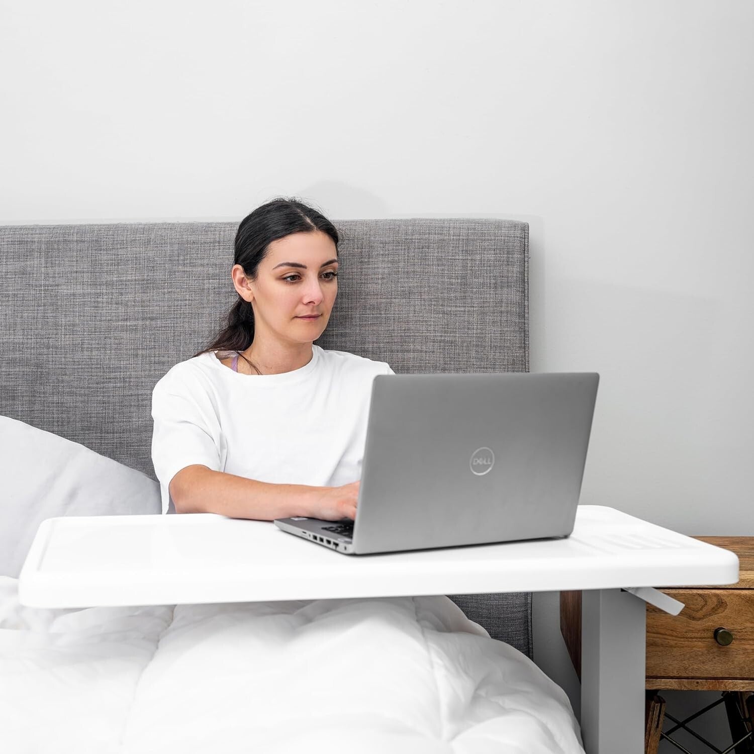 Compact Overbed Table with Wheels - Ideal Rolling Bedside Tray for Easy Access