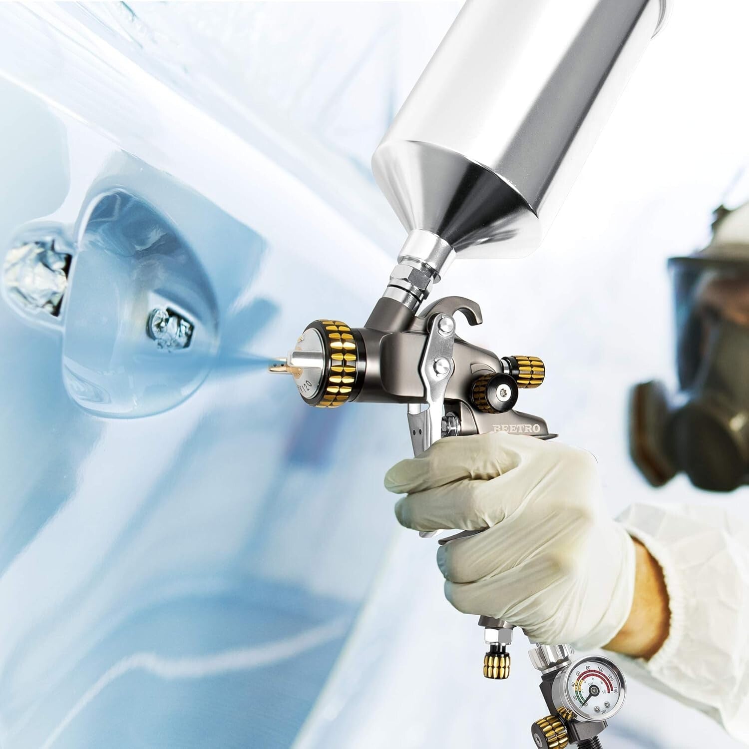 High-Efficiency HVLP Air Spray Gun 14.3 CFM - Perfect Finish with No Drip Design