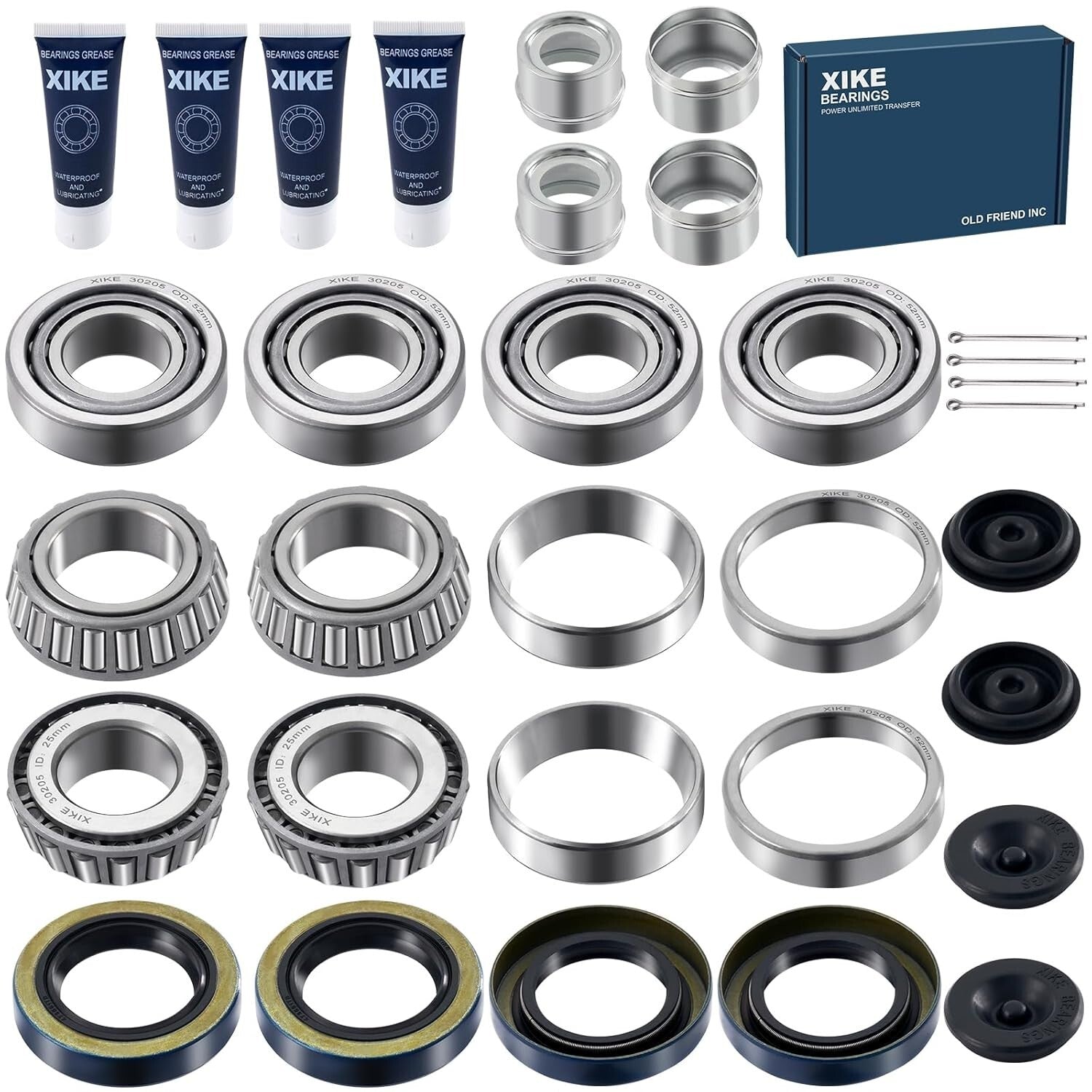 Alloy Steel 4 Set Trailer Wheel Hub Kit with Dust Cover & Cotter Pin Included