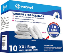 Load image into Gallery viewer, 10-Pack XXL Vacuum Storage Bags 47x35in - Save Space for Comforters &amp; Clothing