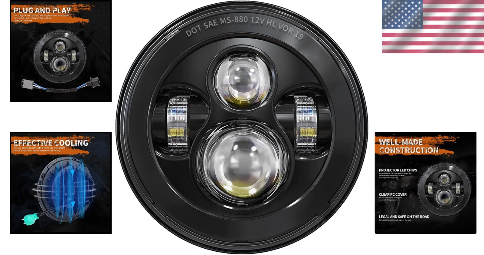 7 Inch LED Headlight for Harley Davidson - High-Performance & DOT Approved