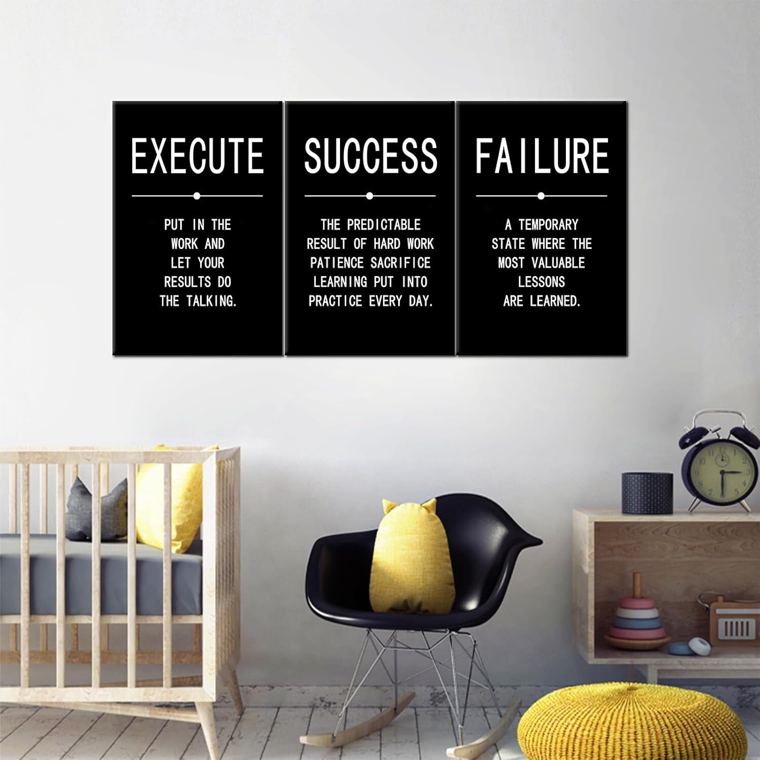 Gallery-Wrapped 3-Piece Canvas Inspirational Quotes for Motivating Home Décor