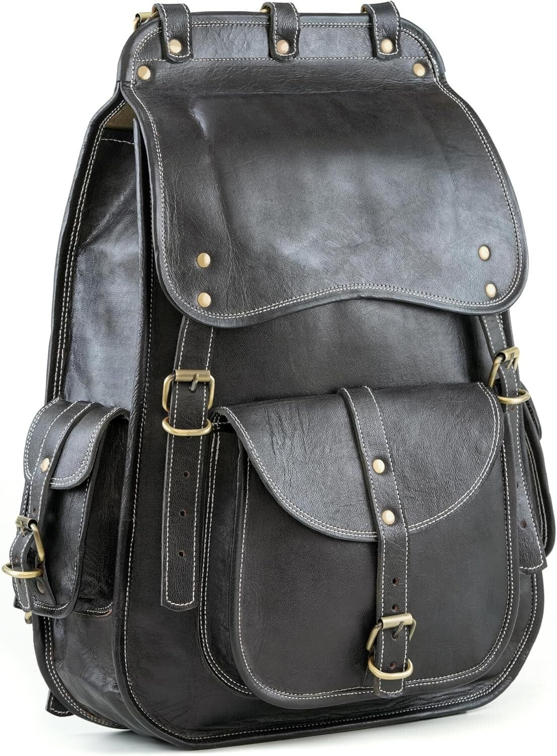 Elegant 21 Inch Casual Leather Backpack - Perfect for Work and Weekend Travel