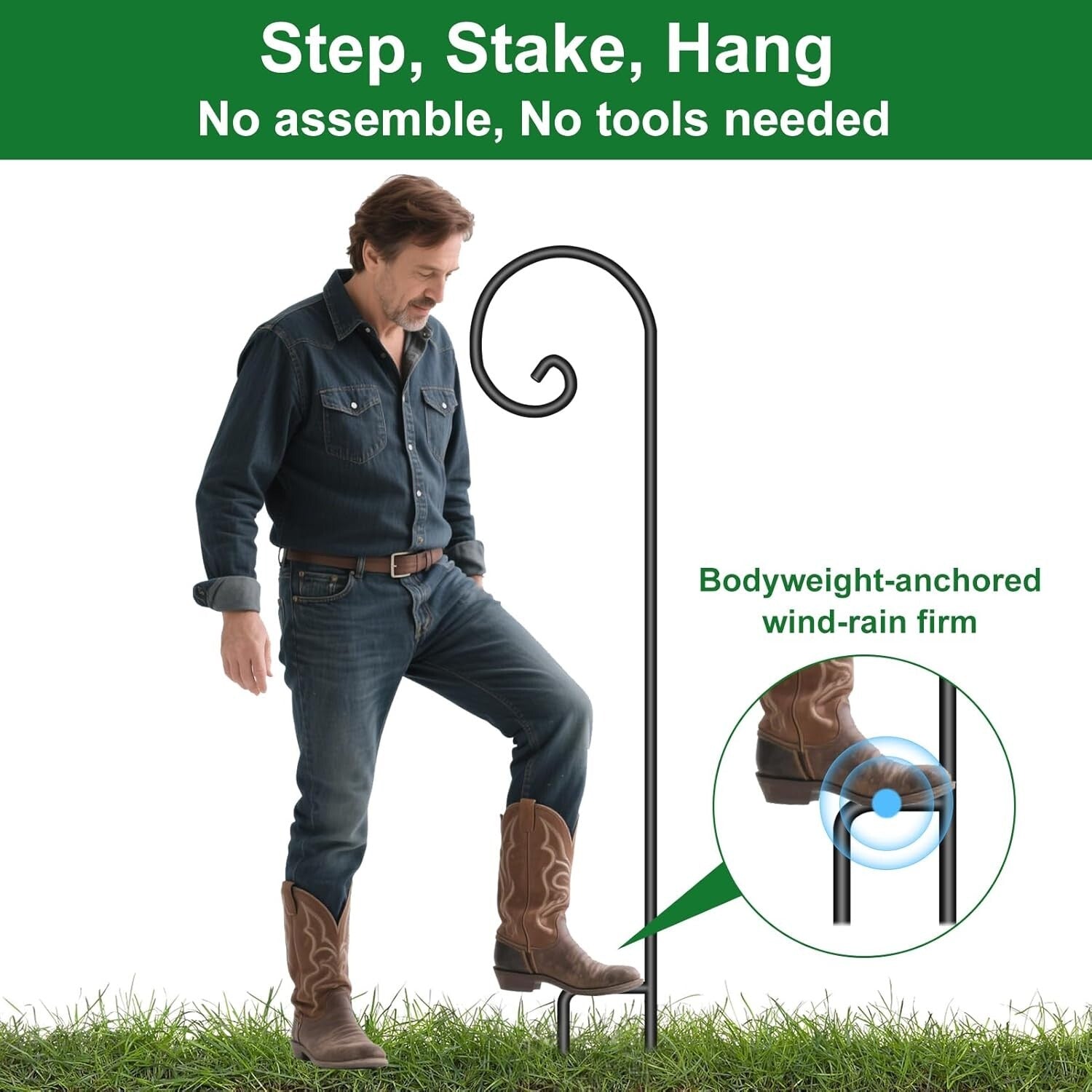 Elegant Black Heavy Duty Shepherd Hooks - 65 Inch Perfect for Outdoor Decor