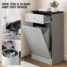 Load image into Gallery viewer, Elegant 10-Gallon Freestanding Wood Recycling Storage &amp; Trash Cabinet in Gray