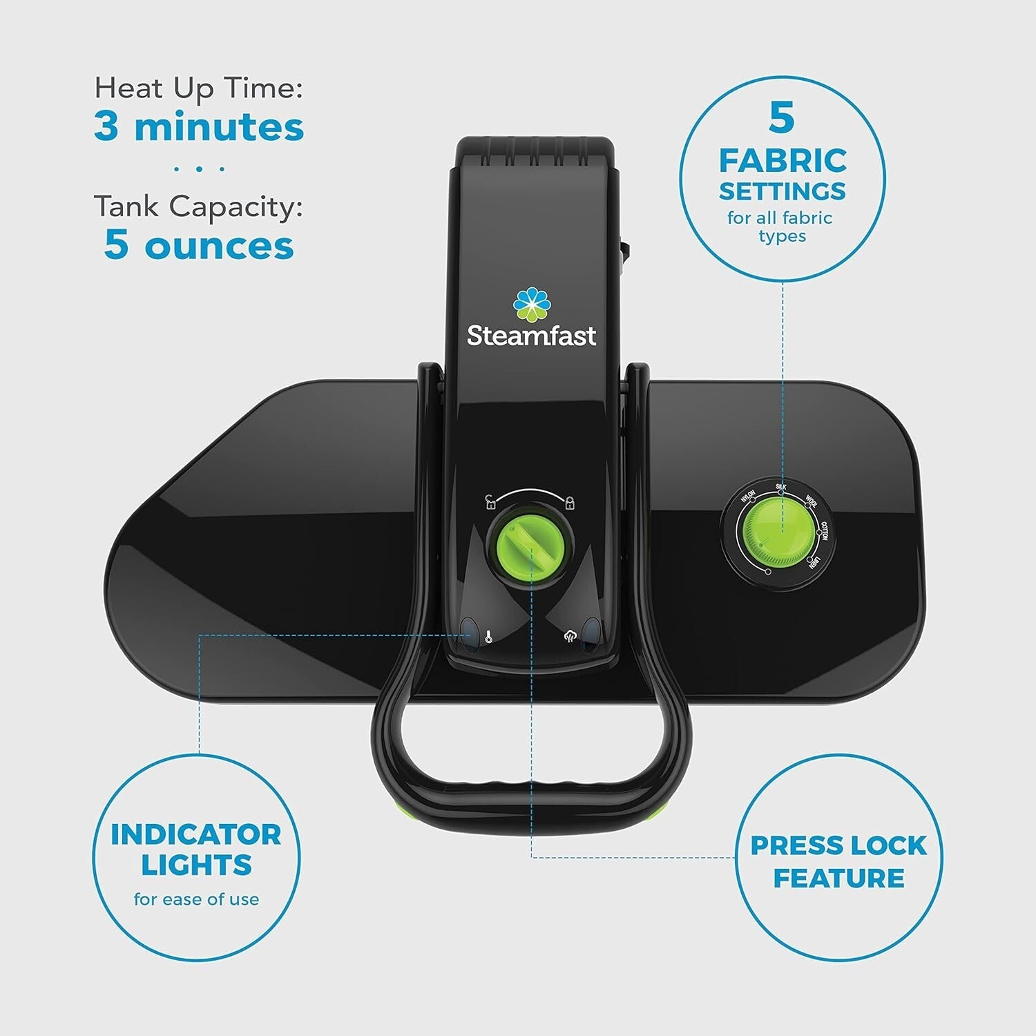 SF-623 Black Fabric Steam Press: Fast Heat & Multiple Fabric Settings