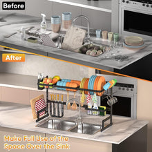 Load image into Gallery viewer, Premium Stainless Steel Dish Rack with Adjustable 2-Tier Design for Kitchen Use