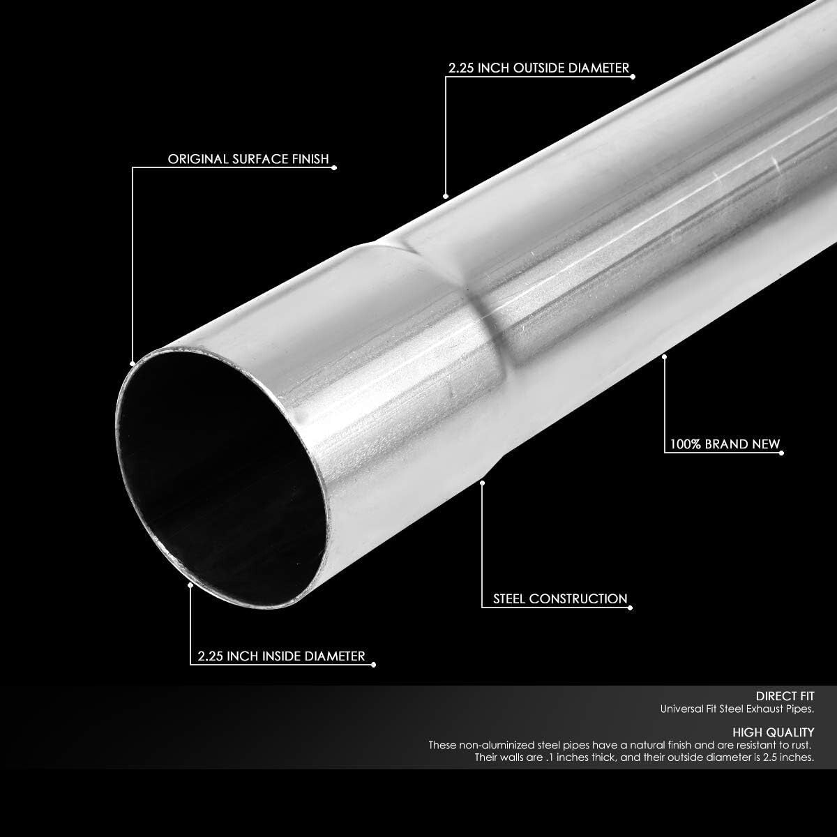 16-Piece 2.25-Inch OD Exhaust Kit with Polished Finish for Custom Installations