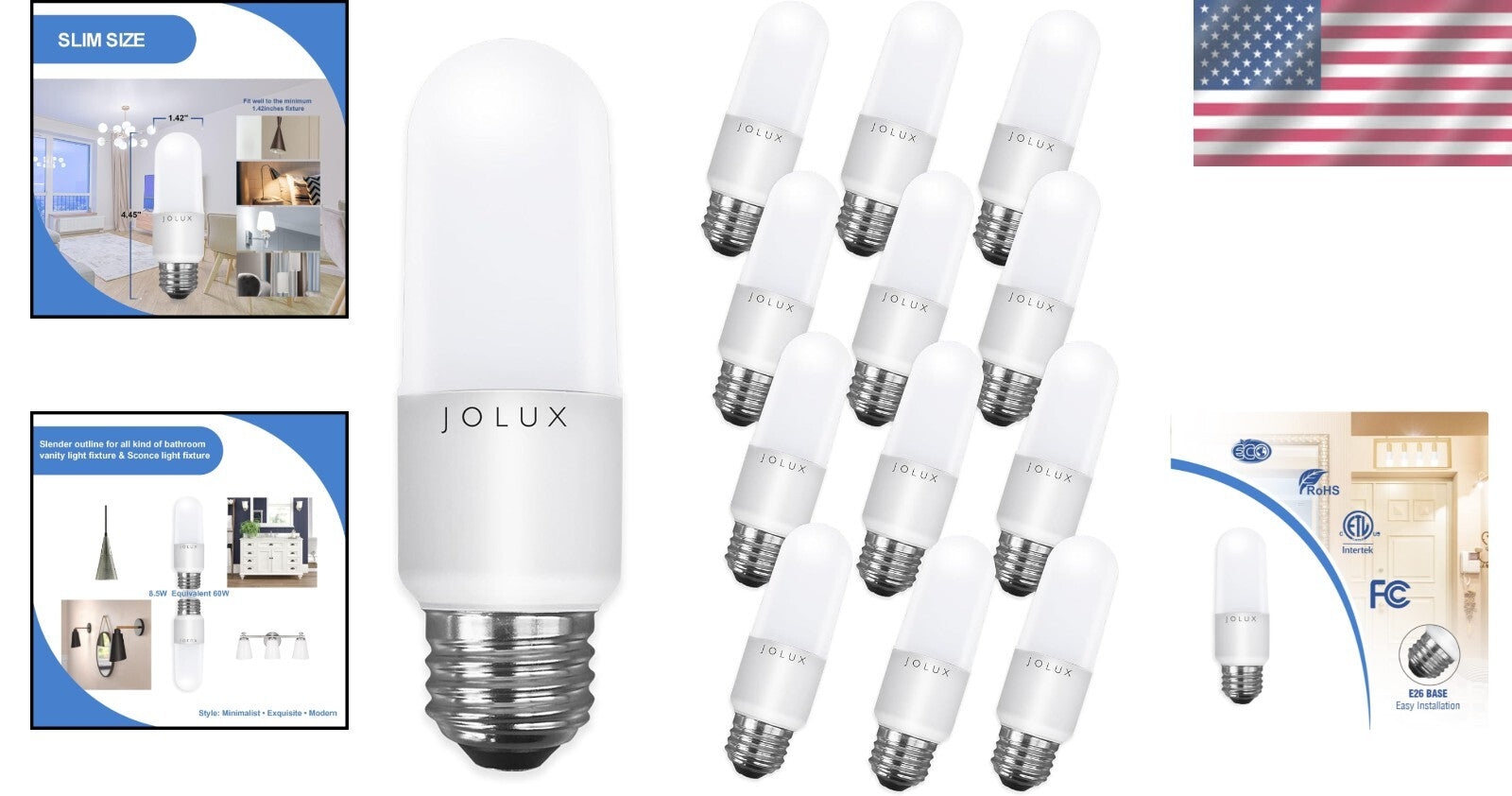 800 Lumen LED Stick Bulbs - Energy-Efficient, 12-Pack, 11,000 Hour Lifespan