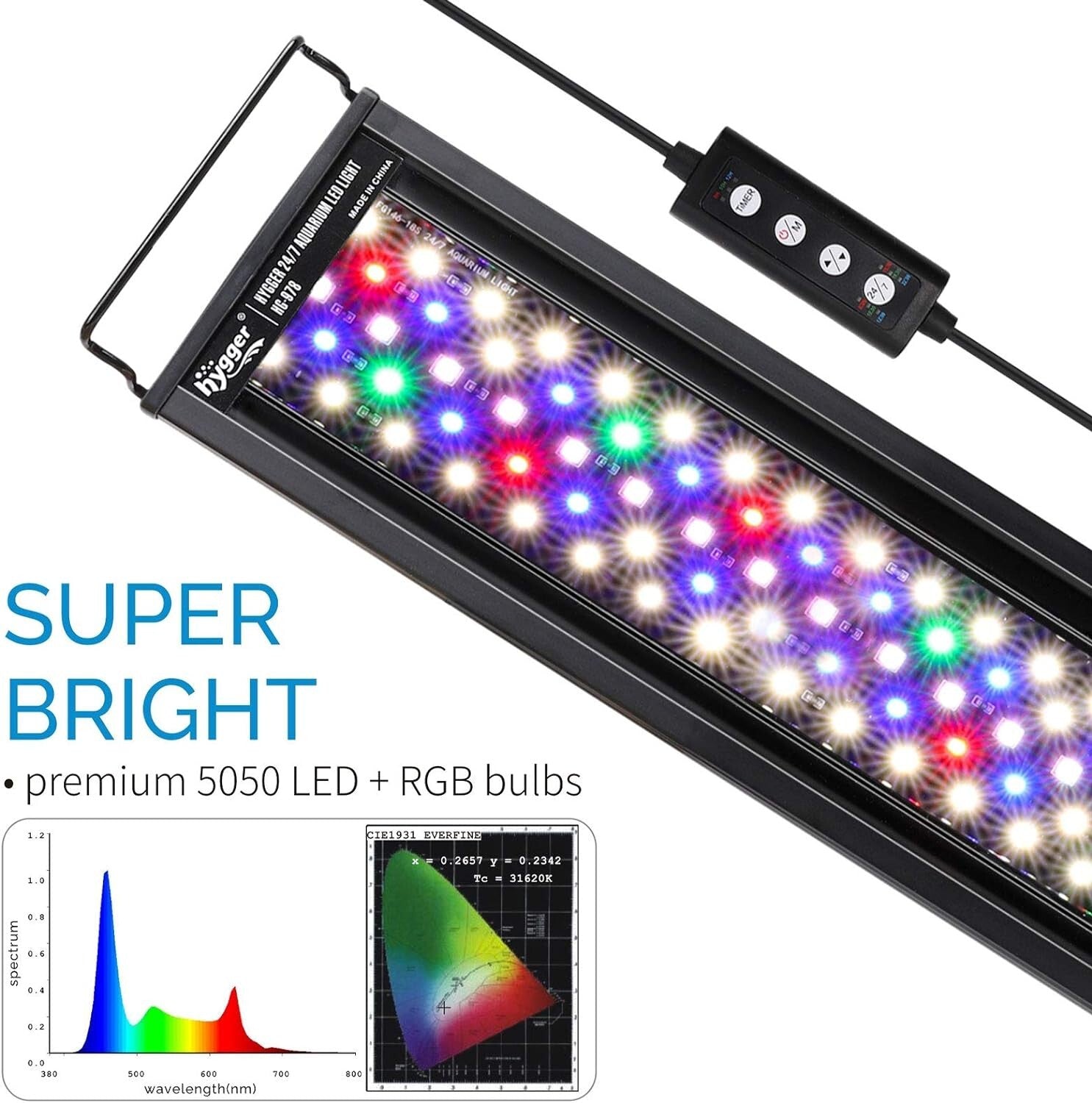 RGB LED Aquarium Light with Remote Control – Perfect for 18-24" Freshwater Tanks