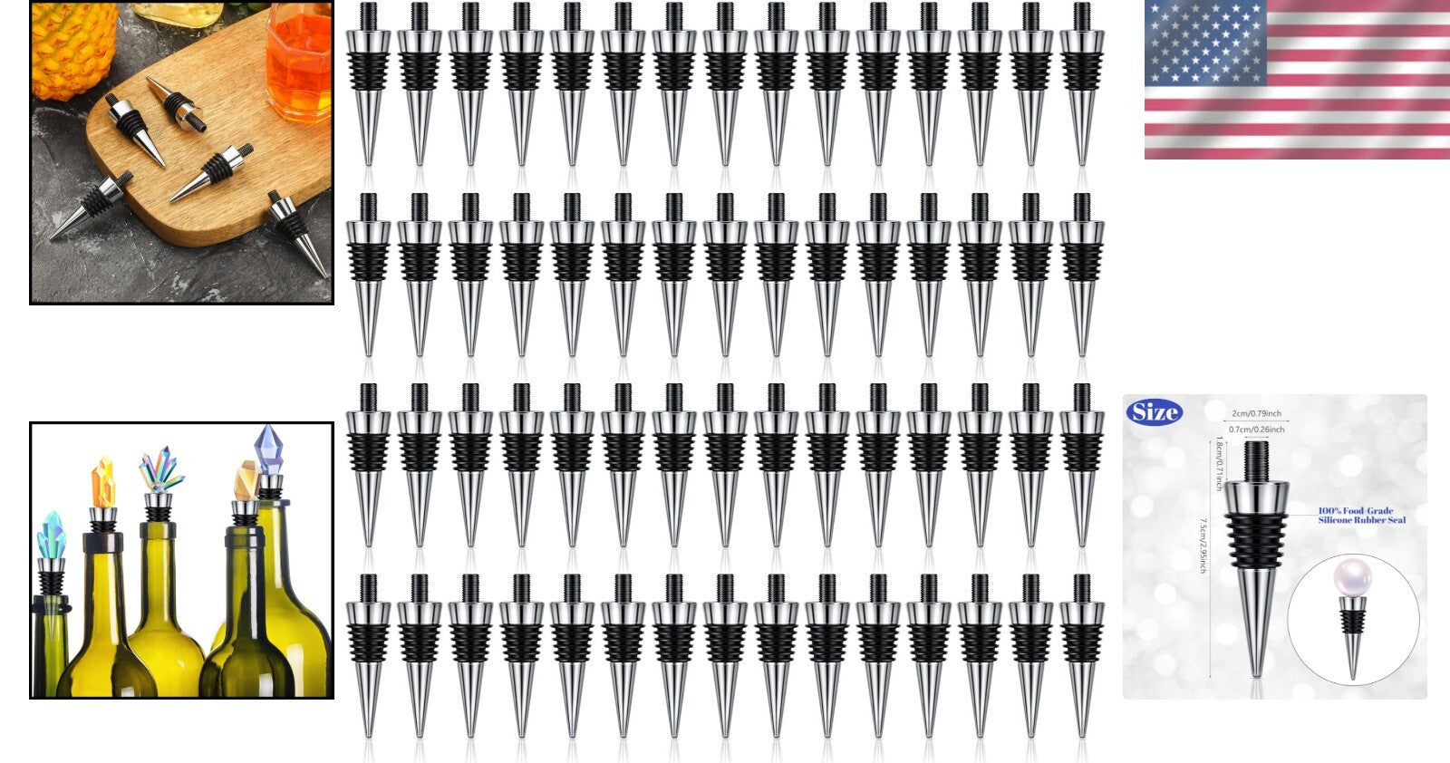 60-Piece Reusable Stainless Steel Wine Bottle Stoppers Kit – Perfect for Parties