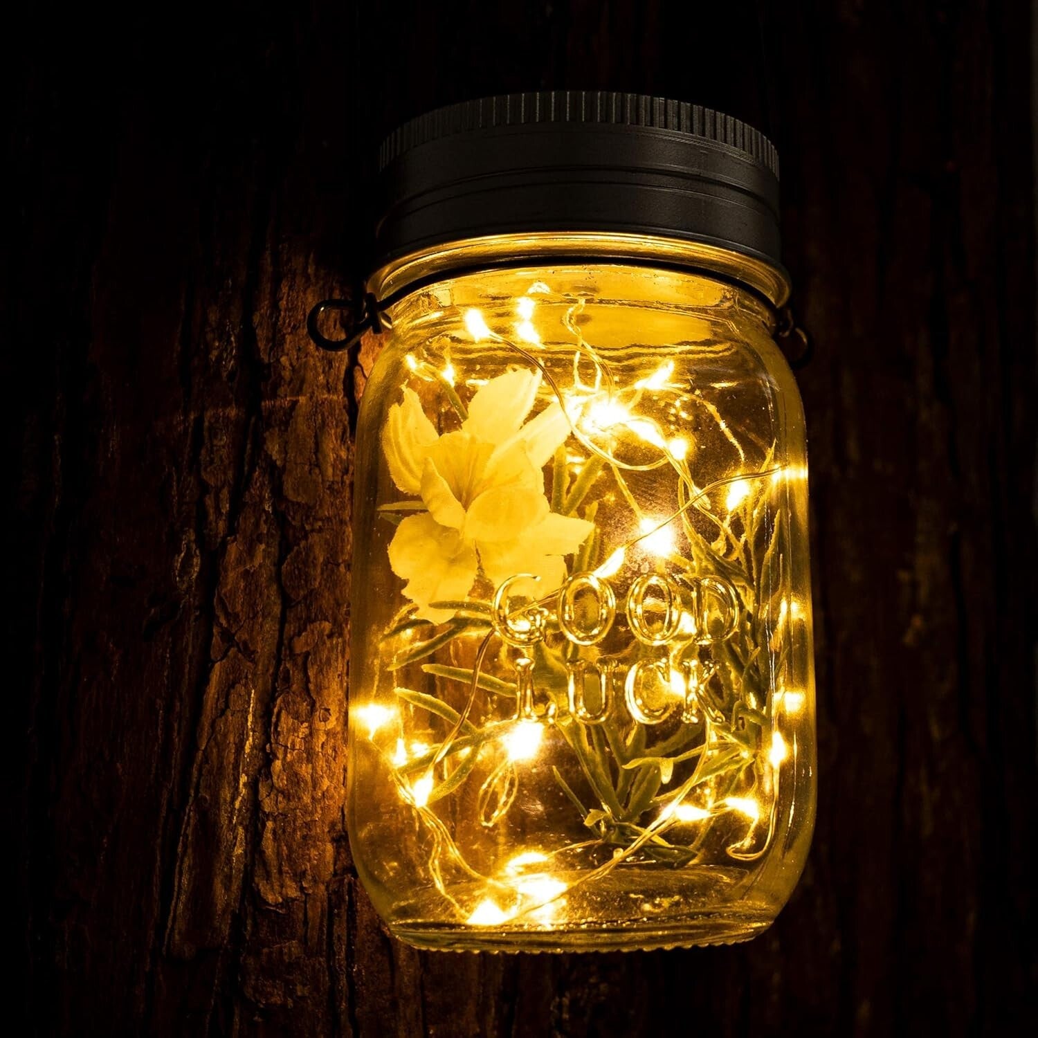Eco-Friendly Solar-Powered Mason Jar Fairy Lights - 12 Waterproof Outdoor Decor
