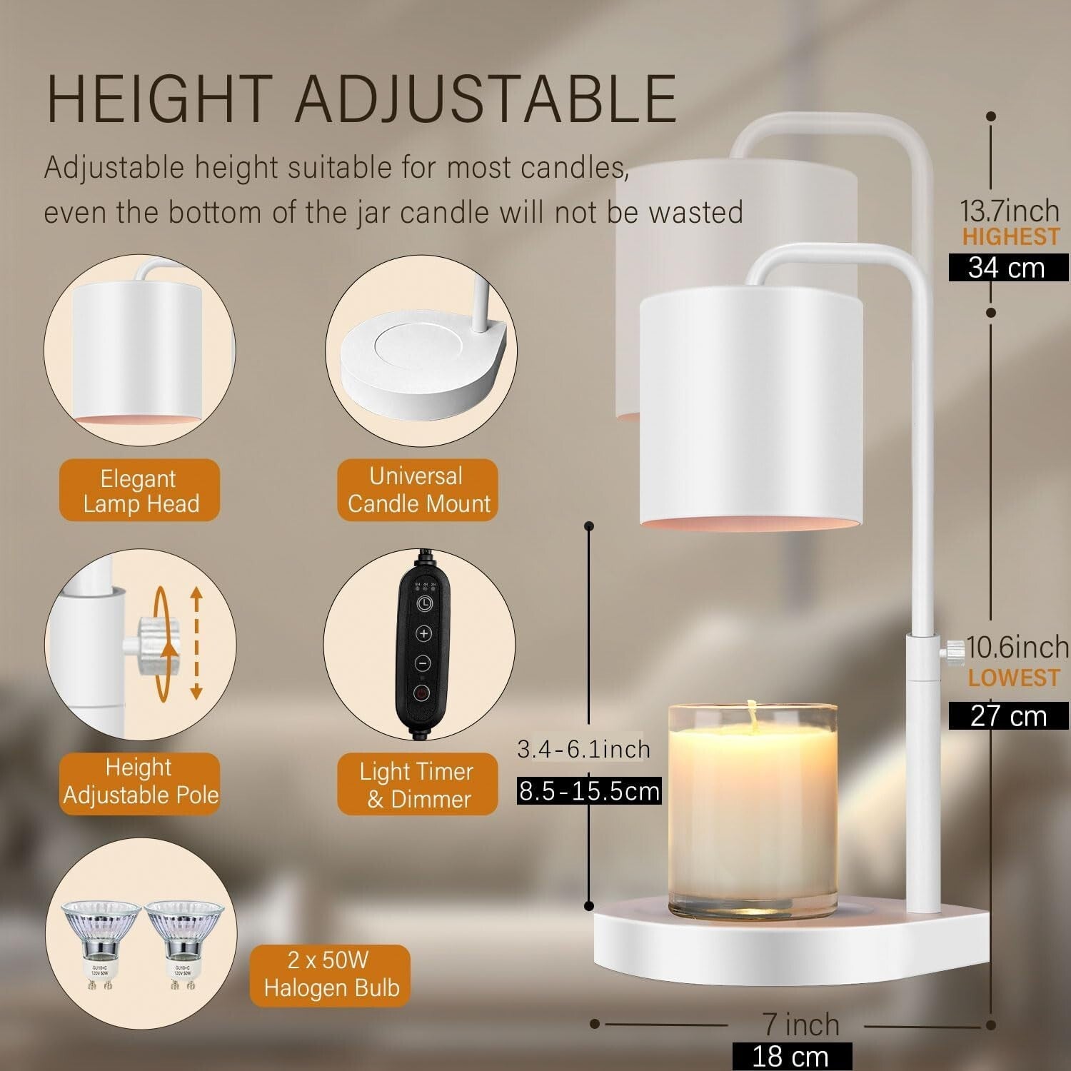 Dimmable Candle Warmer Lamp Set with Timer - Perfect Gift for Moms or Friends