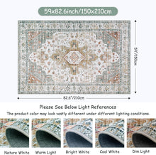Load image into Gallery viewer, Machine Washable Area Rug 5' x 7' - Non-Slip Vintage Floral Carpet for Any Room