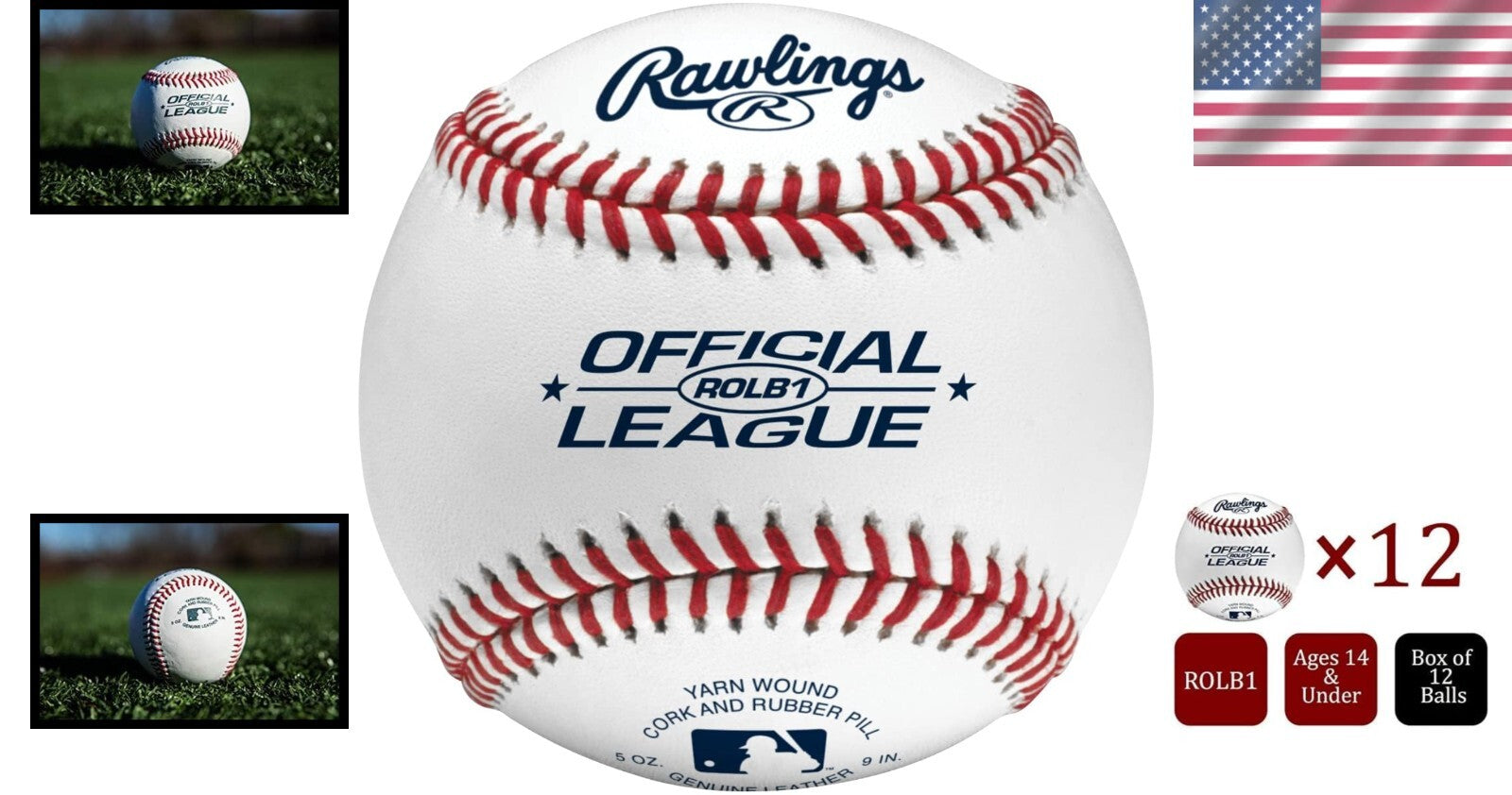 12 Count Official League Baseballs | Competition Grade | ROLB1 for Youth 14U