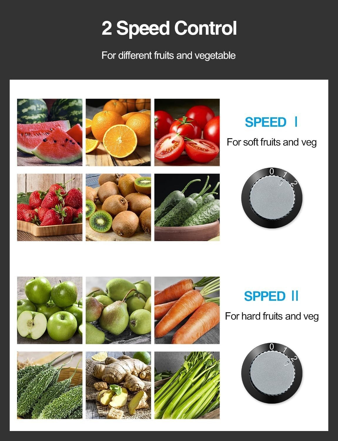 Dishwasher Safe Juicer Machine with Wide Mouth & 2 Speeds – Effortless Juicing