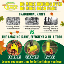 Load image into Gallery viewer, 3-in-1 Rake, Grab &amp; Bag Leaf Picker - Effortless Gardening Tool for Back Relief