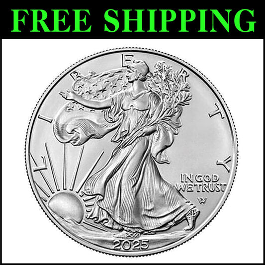 Brilliant Uncirculated 2025 American Silver Eagle Coin with Eagle Landing Design