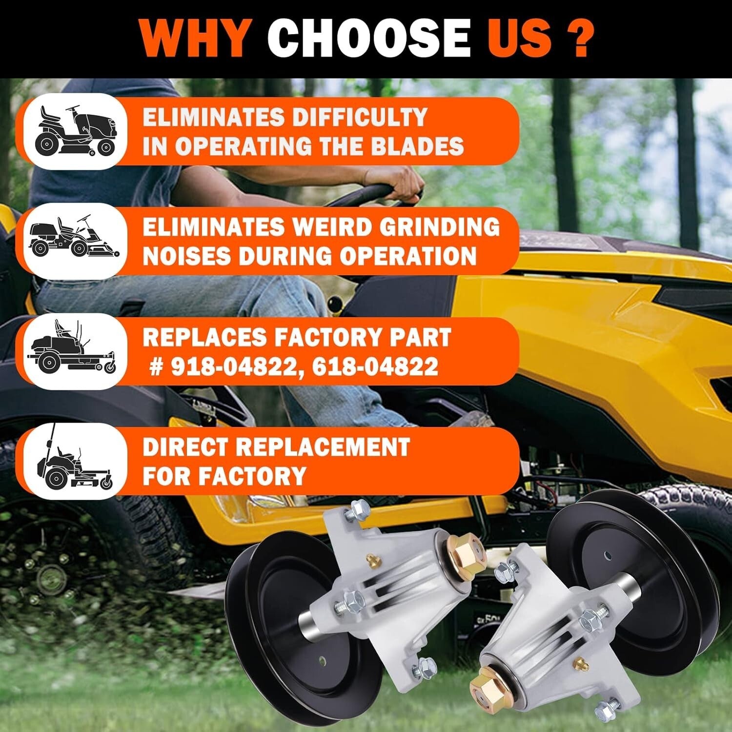 Replacement Spindle Assembly for MTD, Troy-Bilt, Cub Cadet 30 & 42 Inch Mowers