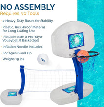 Load image into Gallery viewer, Effortless 2-in-1 Volleyball and Basketball Set for Above and In-Ground Pools