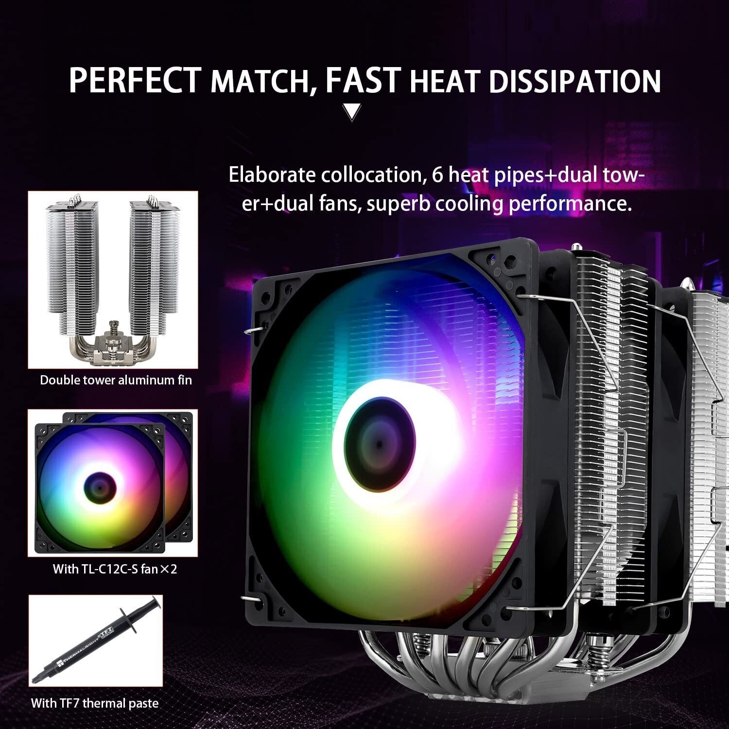 Efficient 6 Heat Pipe ARGB Air Cooler for AMD & Intel - Peerless Assassin 120 SE