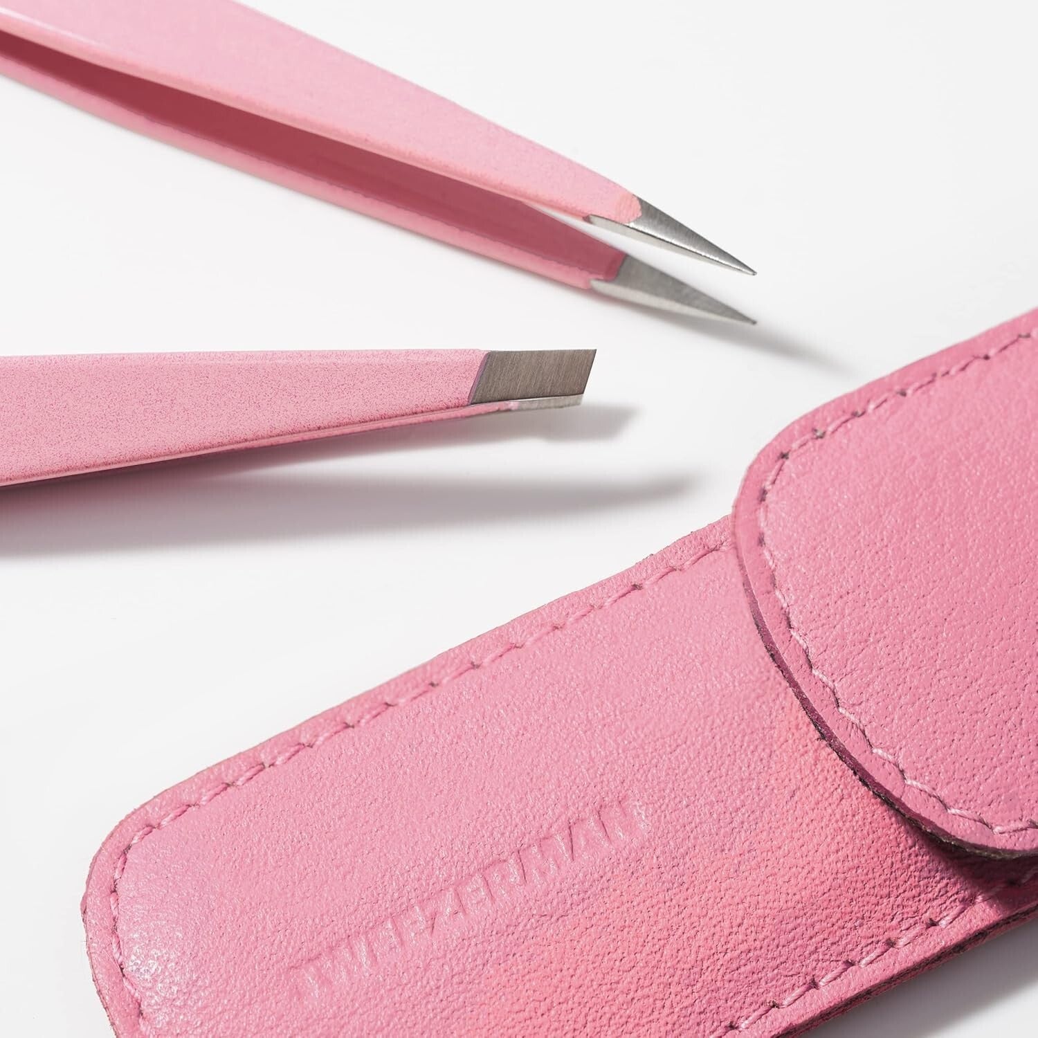 Elegant Tea Rose Tweezers - Stainless Steel Slant & Point for Flawless Brows