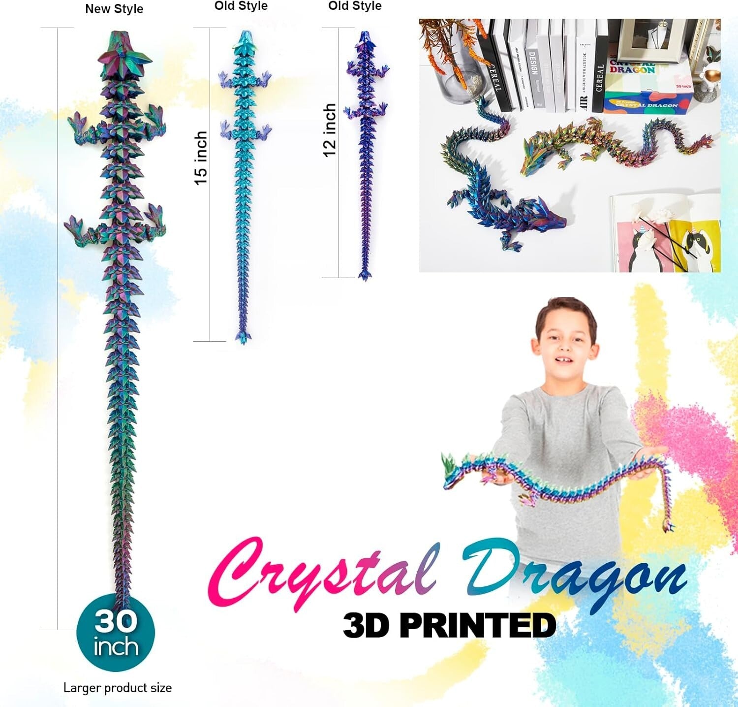 Articulated 30'' Crystal Dragon - Children’s Day Surprising Decoration Gift