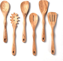 Load image into Gallery viewer, Unique Olive Wood 6pcs Cooking Utensil Set - 12-Inch, Chemical-Free Luxury