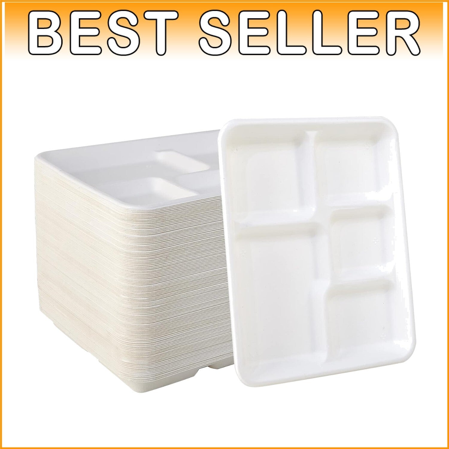 Biodegradable 5-Compartment Paper Plates - Perfect for School Lunches & Parties