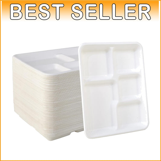 Biodegradable 5-Compartment Paper Plates - Perfect for School Lunches & Parties