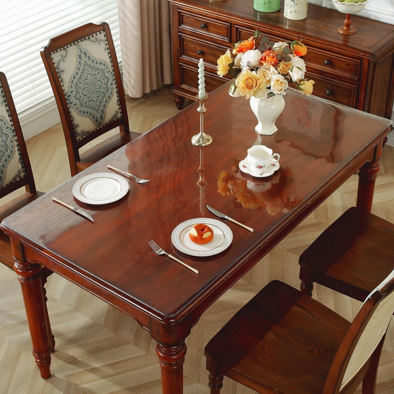 Customized 42x60 Inch Non-Slip Table Cover - Clear Protection for Dining & More