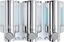 Load image into Gallery viewer, Chrome 3-Chamber Pump Dispenser for Soap, Shampoo &amp; Conditioners - Quick Install