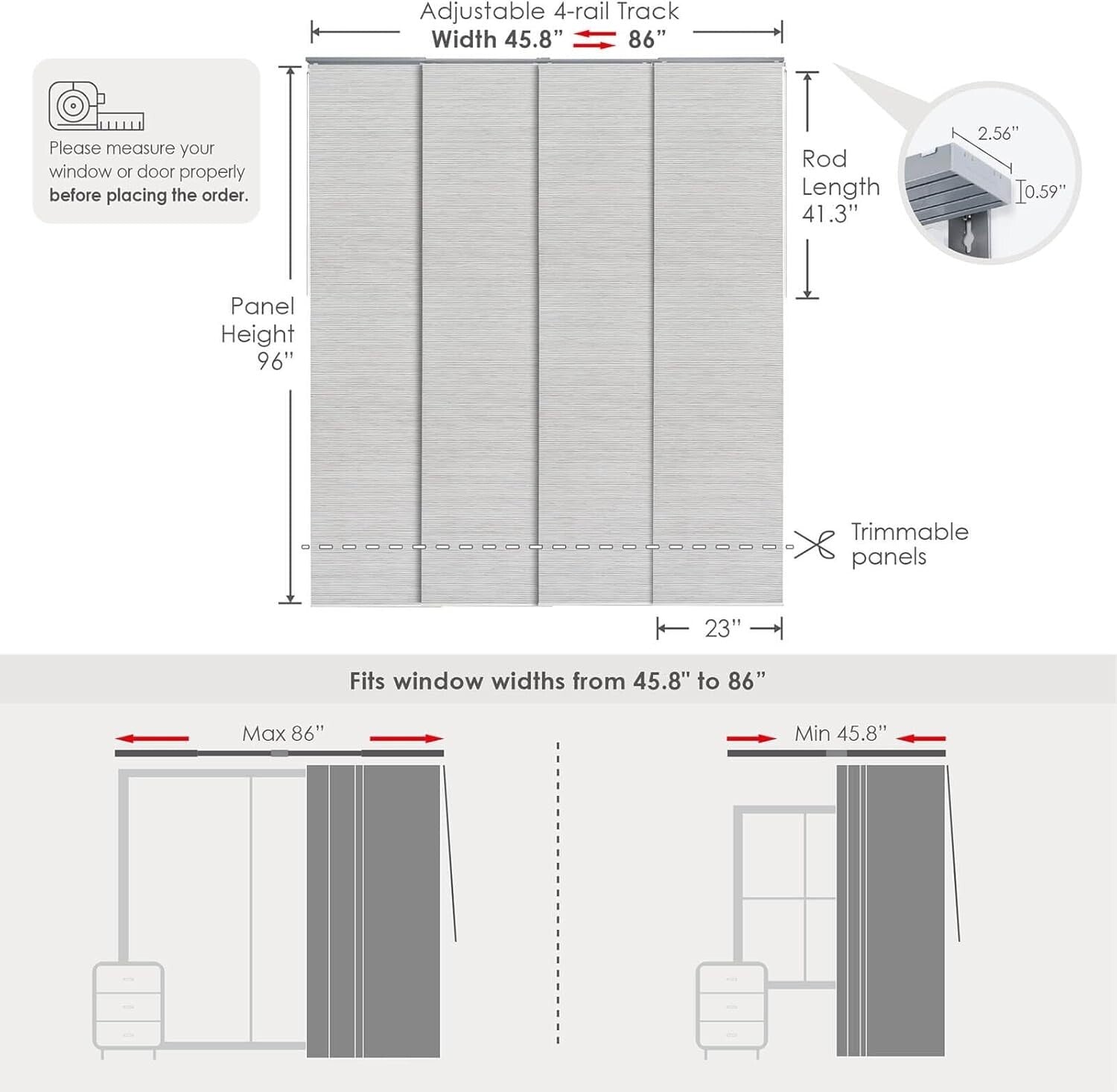 Home Transforming Vertical Blinds - 4 Panels, DIY Installation, Marble Pattern