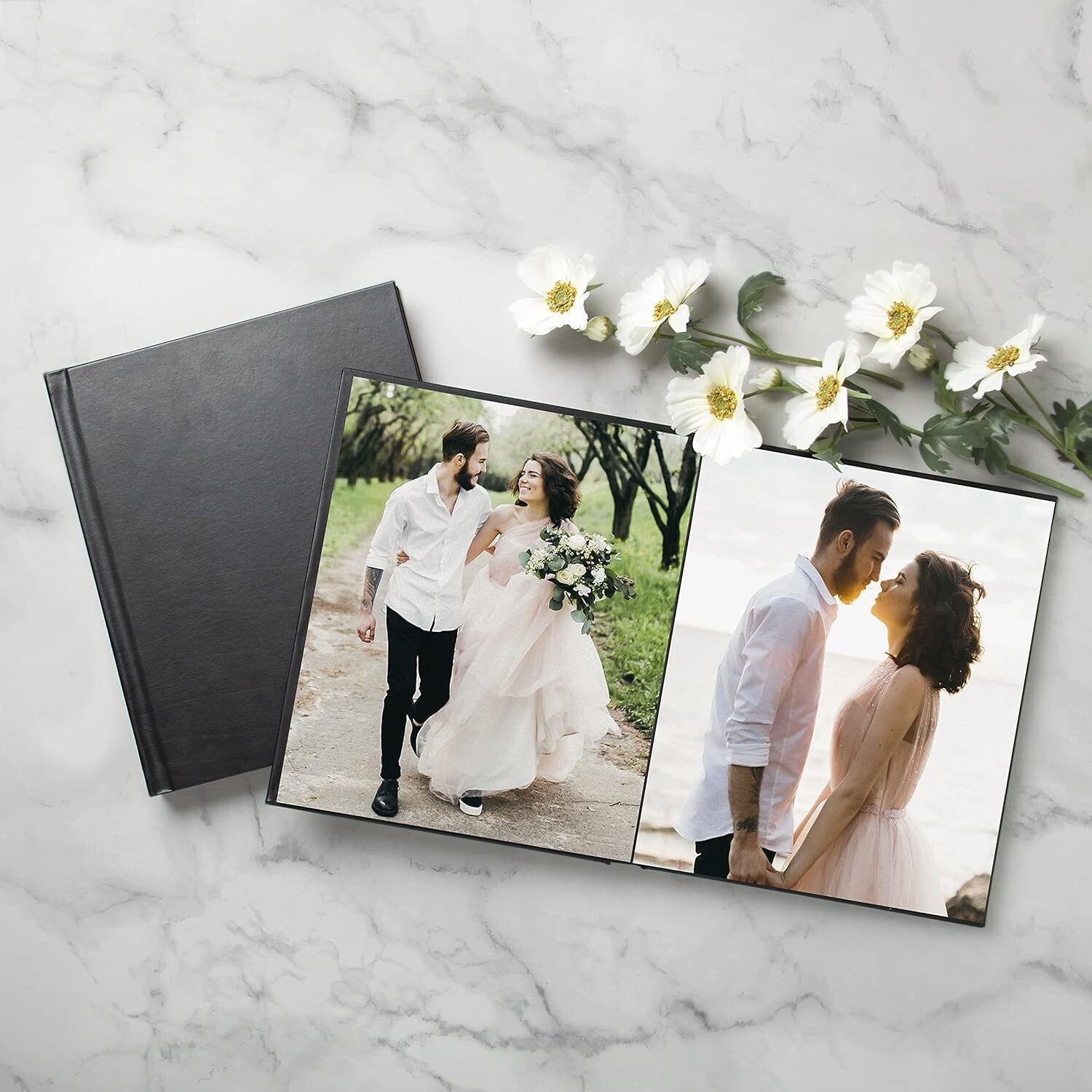 Luxury 10" x 12" Faux Leather Photo Album with Peel-and-Stick Pages for Weddings