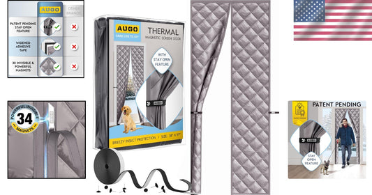 Thermal Oxford Fabric Door Cover - Energy-Saving Magnetic Insulation (38" x 97")