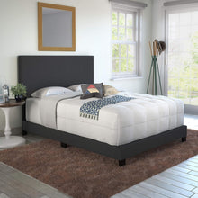 Load image into Gallery viewer, Milan Upholstered Platform Bed Frame - Adjustable Headboard in Black, Full Size