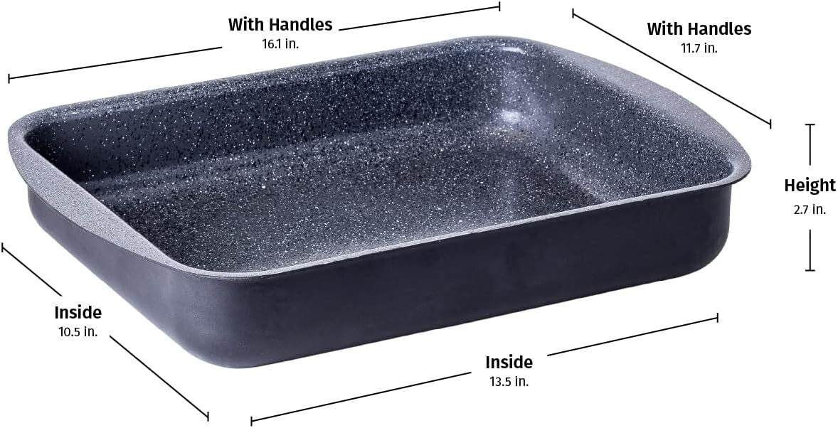 Deep Nonstick Ceramic Roasting Tray - Perfect for Family Feasts & Basting