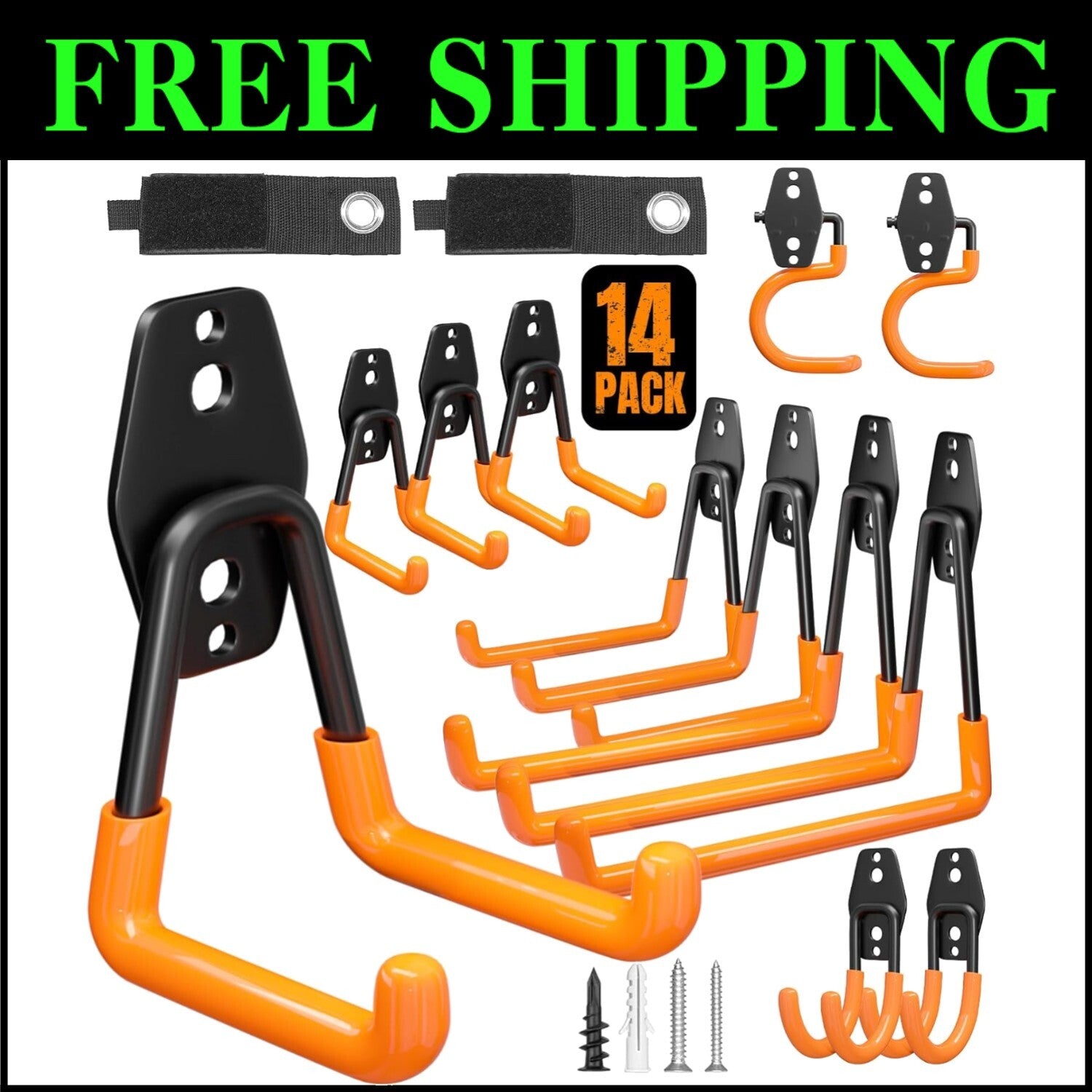 14-Pack Adjustable Garage Hooks for Maximum Tool Organization - Easy Install
