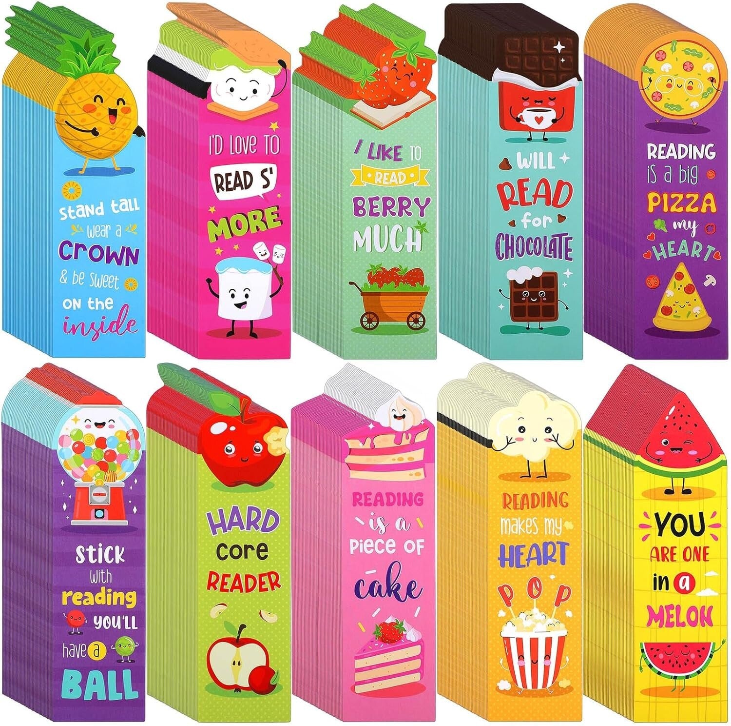 400 Scented Bookmarks with 10 Fun Fruit & Food Designs - Perfect Gifts for Kids