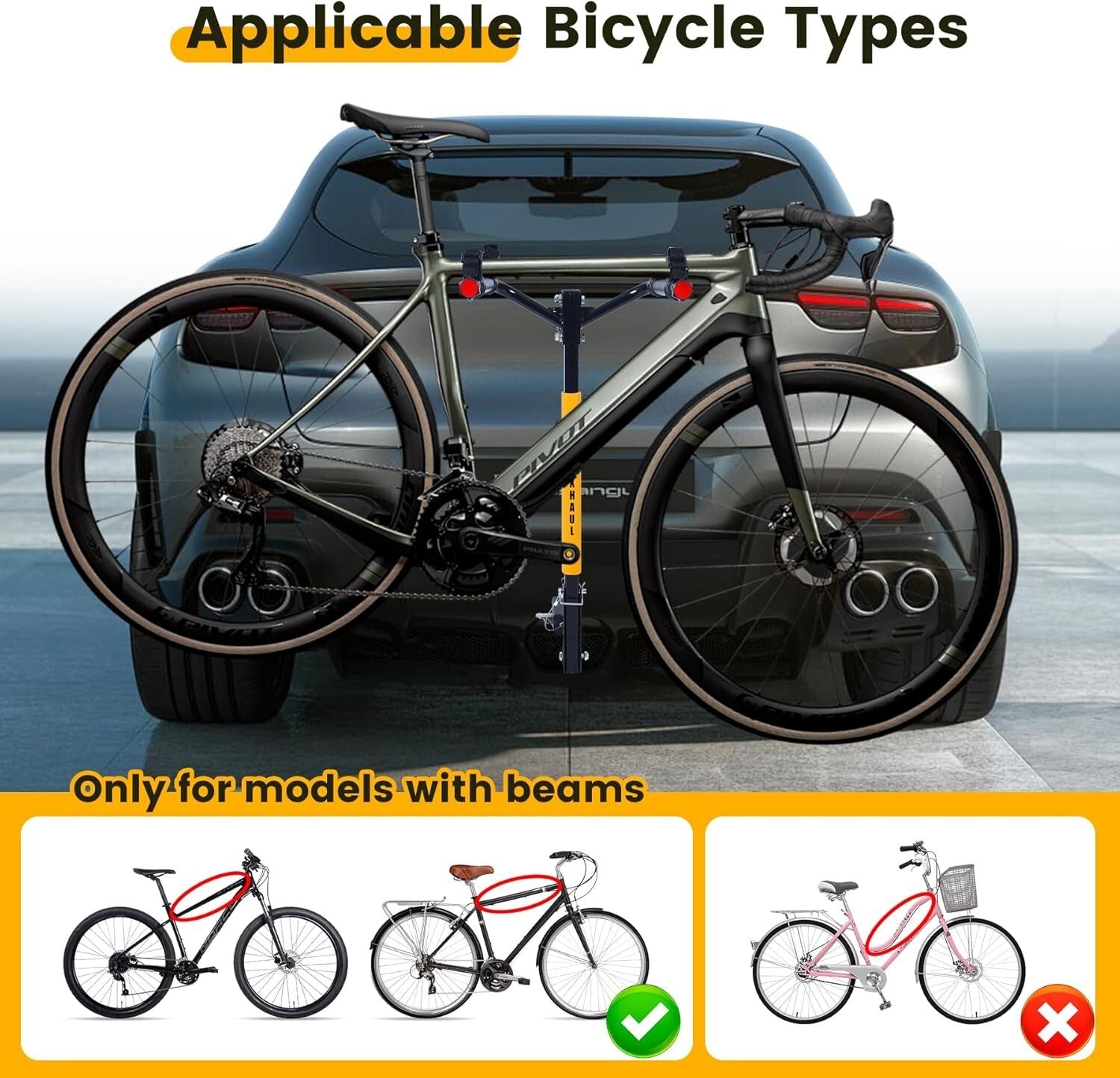 Foldable Hitch Bike Rack for Cars, SUVs & Trucks - Fits 1-1/4" & 2" Receivers