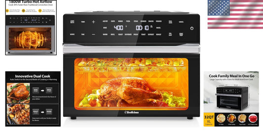 Beelicious 32QT Digital Air Fryer with Touch Control and Cool-Touch Features