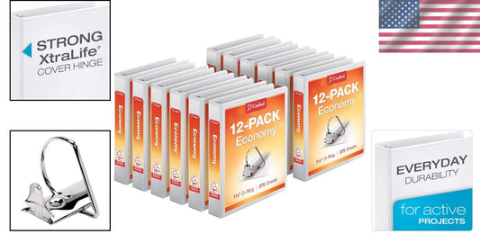 12 Non-Stick 3-Ring Binders with ClearVue Design - Ideal for School & Office