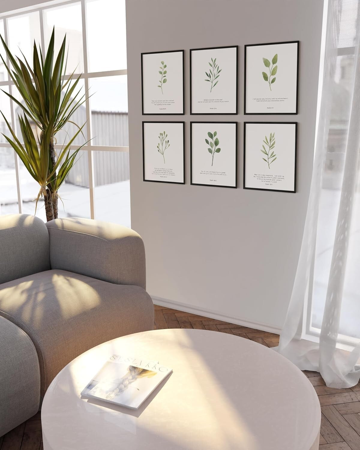 Inspirational Bible Verse Art Prints – 6-Piece Black Framed Decor for Home