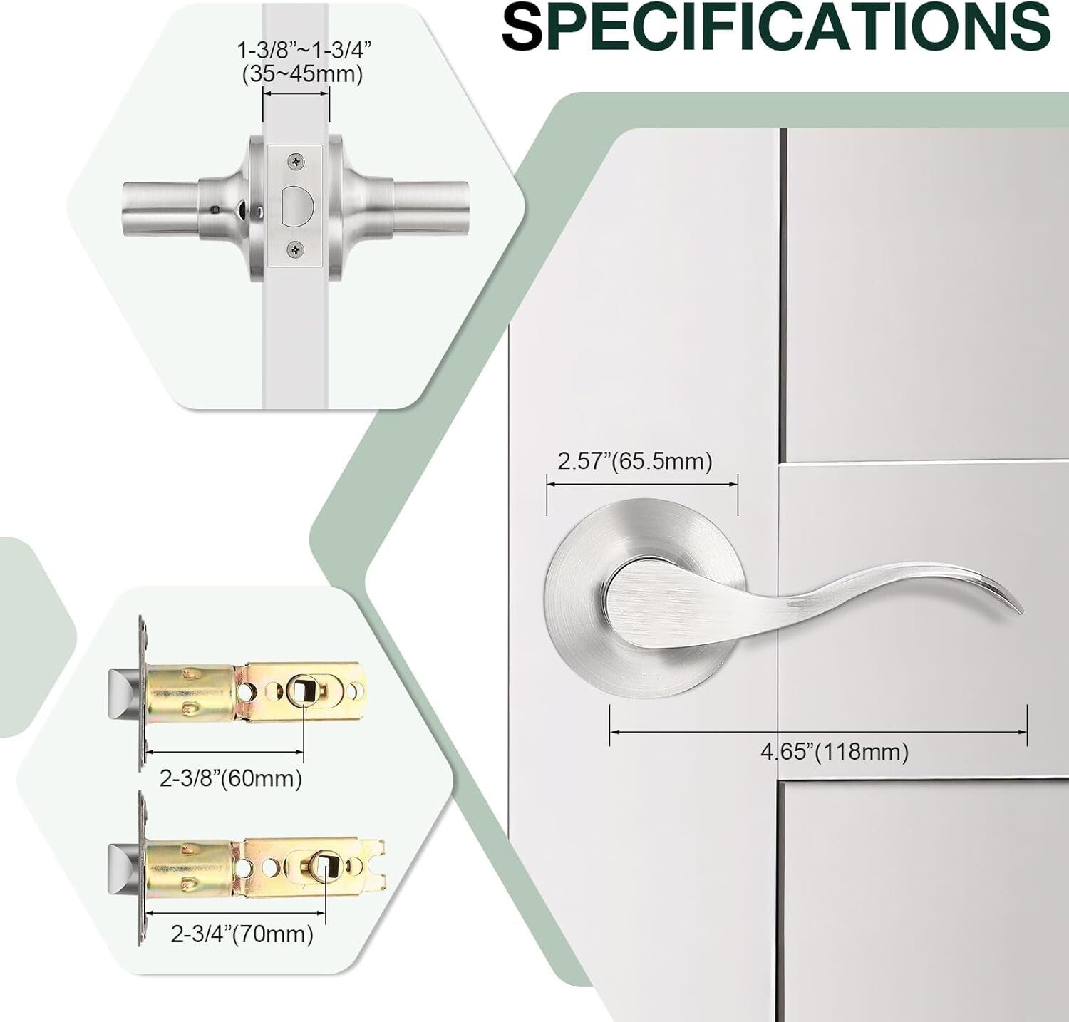 Durable 6-Pack Brushed Nickel Passage Lever Door Handle for Easy Installations